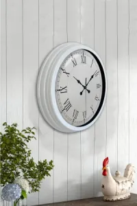 Retro Görünümlü Beyaz Metal Duvar Saati 40 cm · Model 4055W