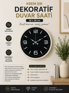 Krem Plastik Duvar Saati 36 cm · Model PP-3645X