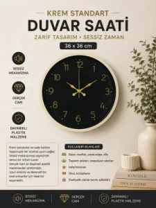 Krem Plastik Duvar Saati 36 cm · Model PP-3646X