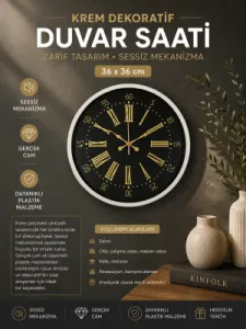 Krem Plastik Duvar Saati 36 cm · Model PP-3658X