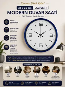 Lacivert Plastik Duvar Saati 36 cm · Model PP-3608V