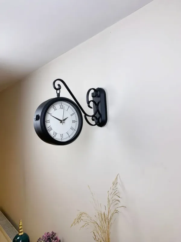 Retro Görünümlü Siyah Metal İstasyon Saati 36 x 25 cm · Model CT-55B
