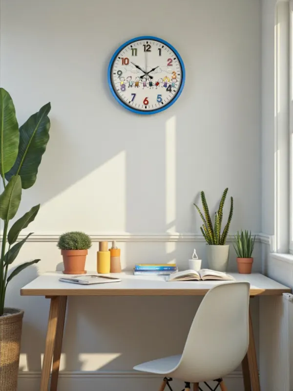 Çocuk Odası Mavi Plastik Duvar Saati 36 cm · Model PP-3693M