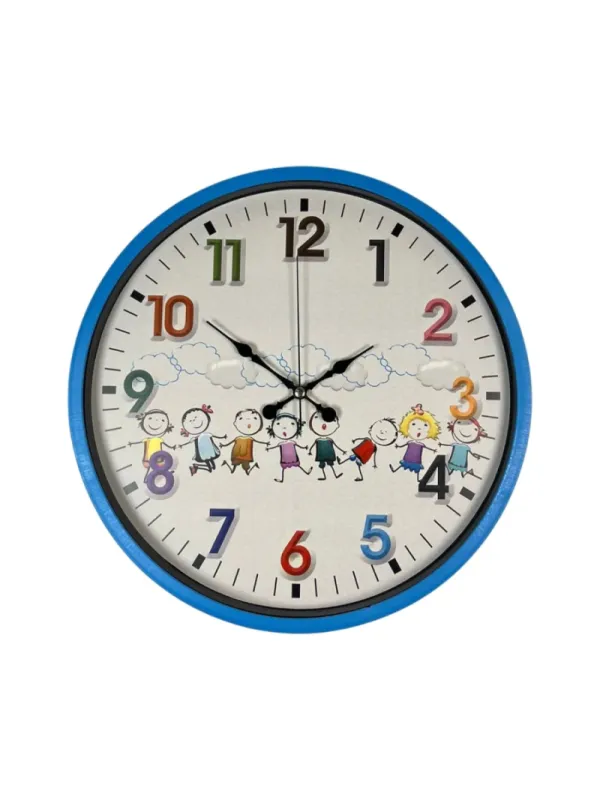 Çocuk Odası Mavi Plastik Duvar Saati 36 cm · Model PP-3693M