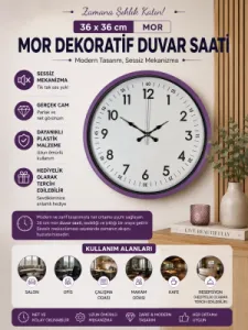 Mor Plastik Duvar Saati 36 cm · Model PP-3605Z