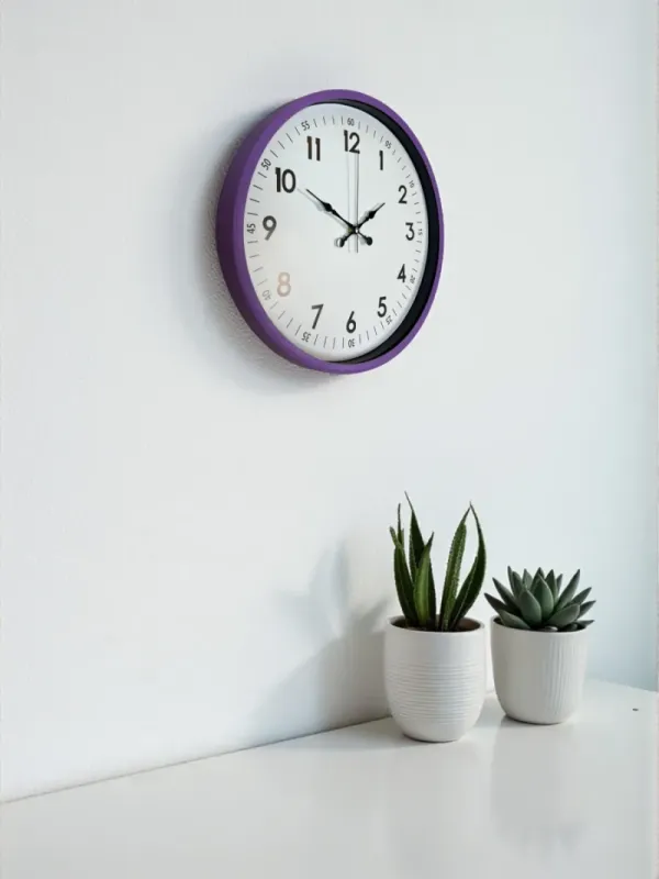 Mor Plastik Duvar Saati 36 cm · Model PP-3605Z