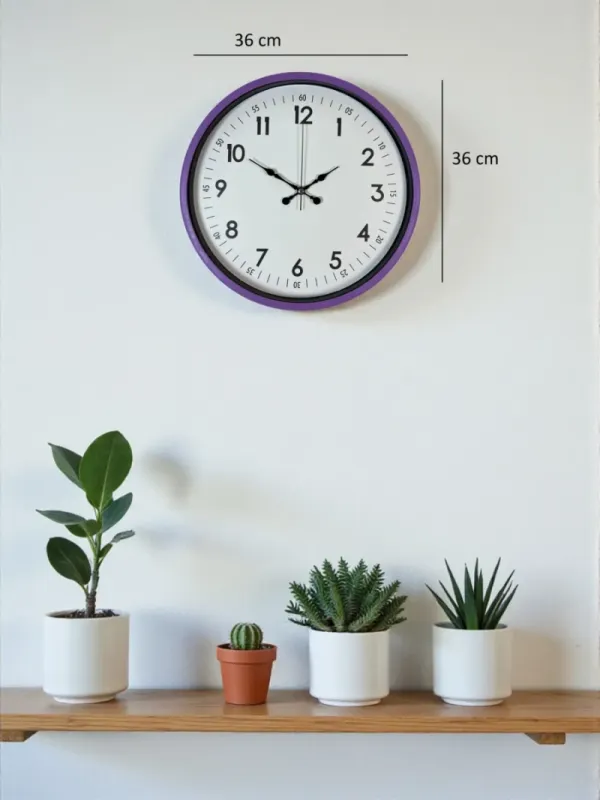Mor Plastik Duvar Saati 36 cm · Model PP-3605Z