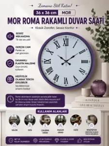 Mor Plastik Duvar Saati 36 cm · Model PP-3654Z