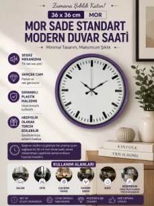 Mor Plastik Duvar Saati 36 cm · Model PP-3689Z
