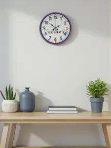 Çocuk Odası Mor Plastik Duvar Saati 36 cm · Model PP-3693Z