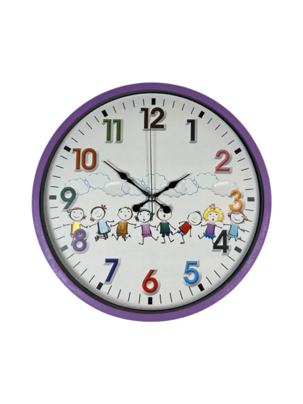 Çocuk Odası Mor Plastik Duvar Saati 36 cm · Model PP-3693Z