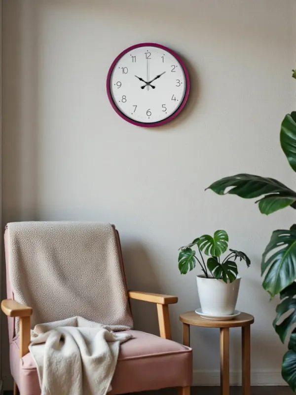 Pembe Plastik Duvar Saati 36 cm · Model PP-3604P