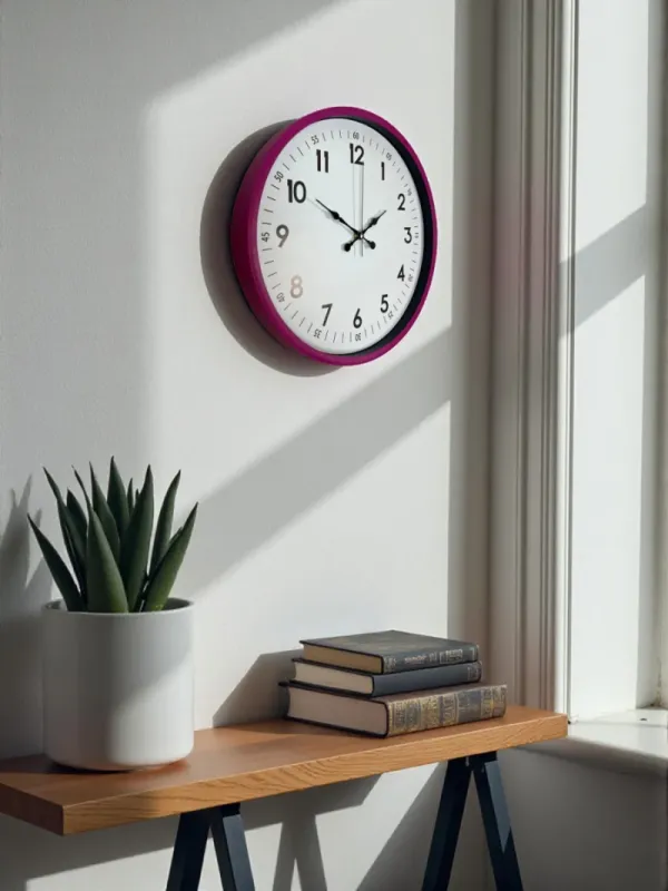 Pembe Plastik Duvar Saati 36 cm · Model PP-3605P