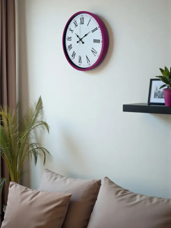 Roma Rakamlı Pembe Plastik Duvar Saati 36 cm · Model PP-3654P