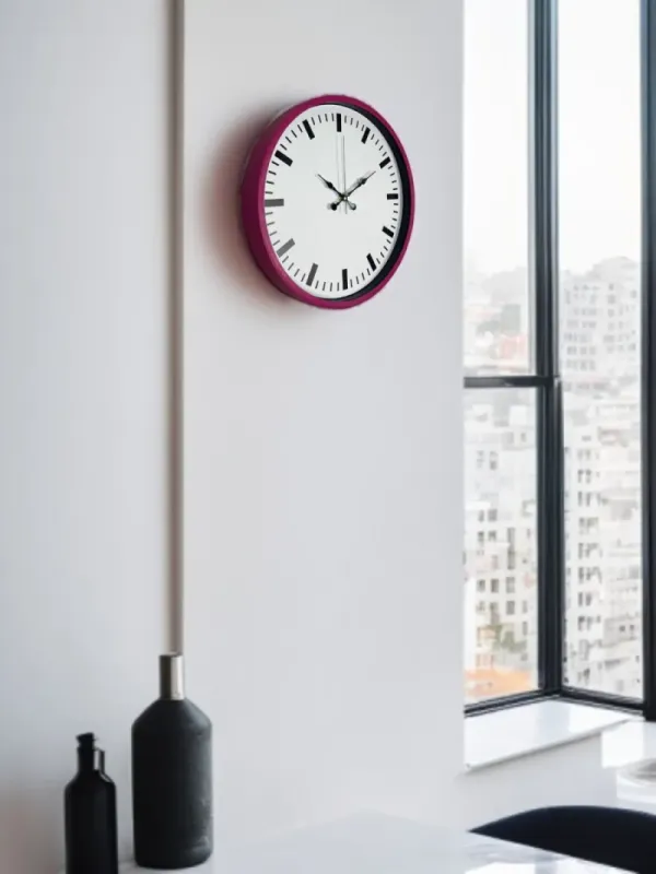 Pembe Plastik Duvar Saati 36 cm · Model PP-3689P