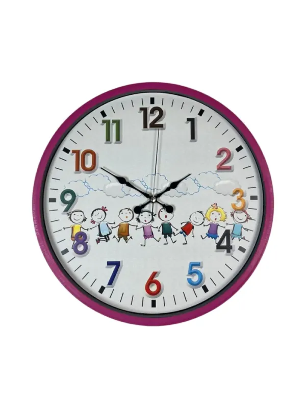 Çocuk Odası Pembe Plastik Duvar Saati 36 cm · Model PP-3693P