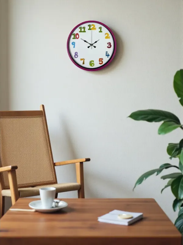 Çocuk Odası Pembe Plastik Duvar Saati 36 cm · Model PP-3694P
