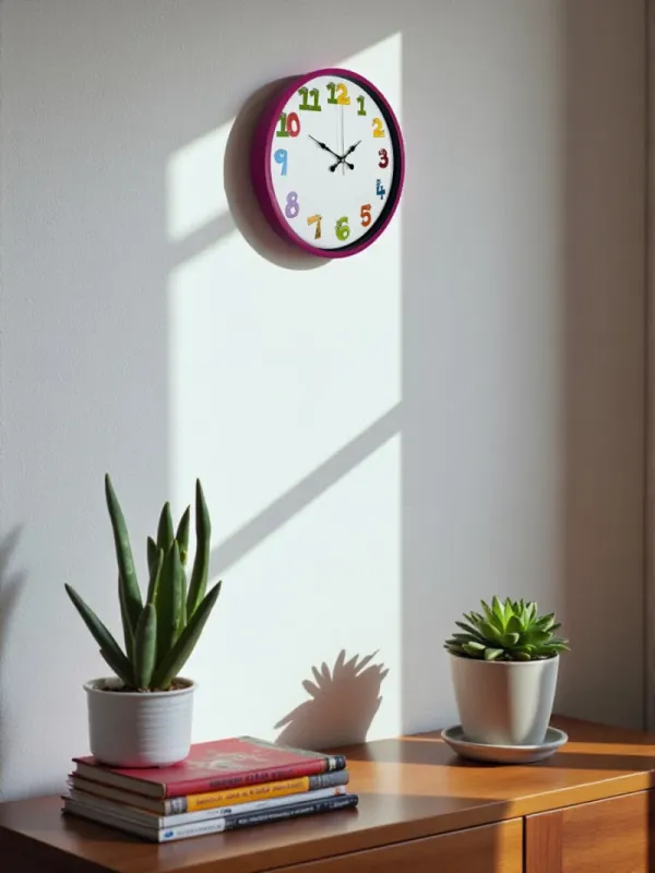 Çocuk Odası Pembe Plastik Duvar Saati 36 cm · Model PP-3694P