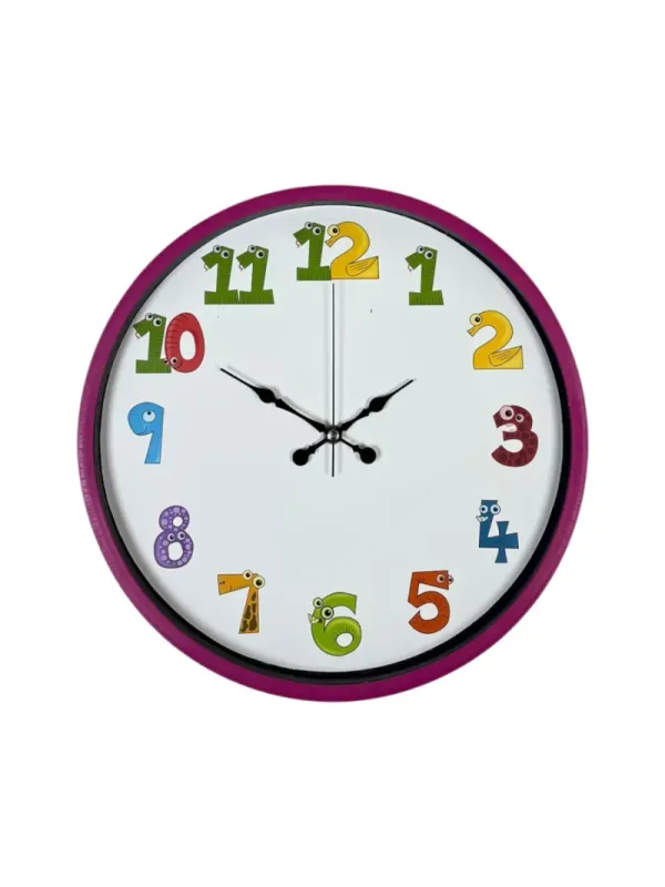 Çocuk Odası Pembe Plastik Duvar Saati 36 cm · Model PP-3694P