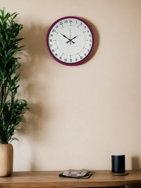 Göstergeli Pembe Plastik Duvar Saati 36 cm · Model PP-3697P