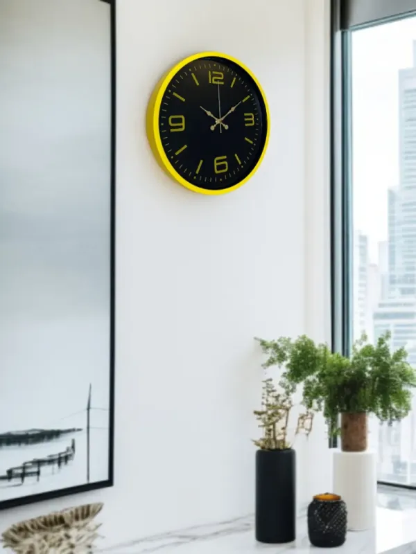 Sarı Plastik Duvar Saati 36 cm · Model PP-3644Y