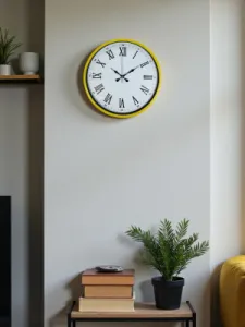 Roma Rakamlı Sarı Plastik Duvar Saati 36 cm · Model PP-3654Y