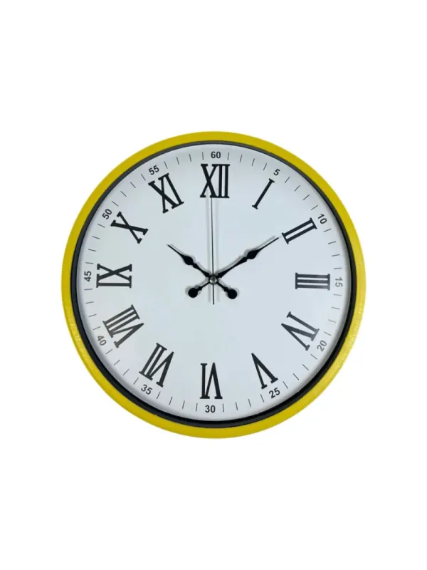 Roma Rakamlı Sarı Plastik Duvar Saati 36 cm · Model PP-3654Y