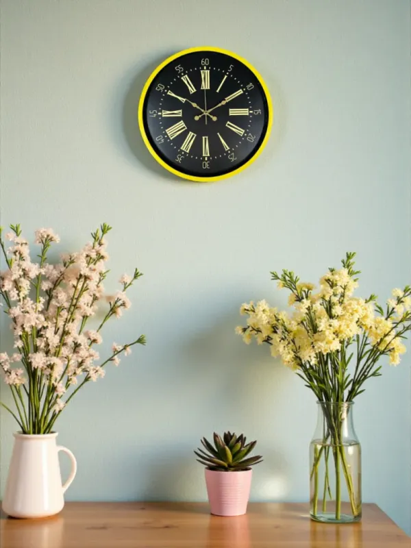 Sarı Plastik Duvar Saati 36 cm · Model PP-3658Y