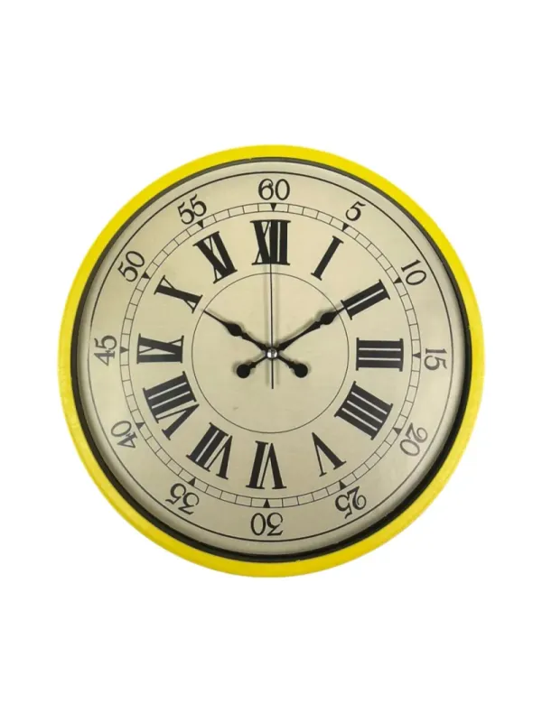 Retro Görünümlü Sarı Plastik Duvar Saati 36 cm · Model PP-3665Y