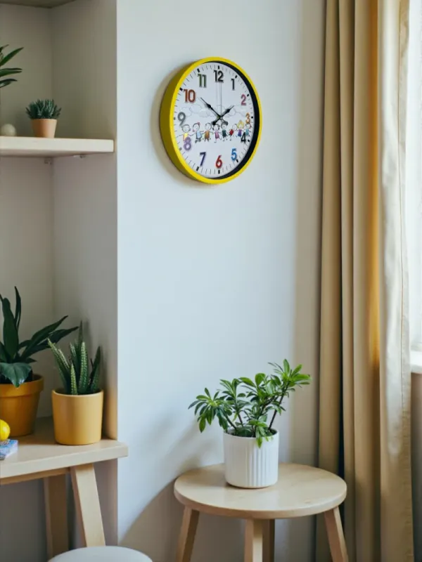 Çocuk Odası Sarı Plastik Duvar Saati 36 cm · Model PP-3693Y
