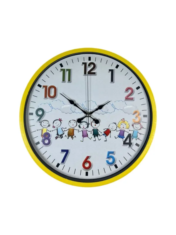 Çocuk Odası Sarı Plastik Duvar Saati 36 cm · Model PP-3693Y