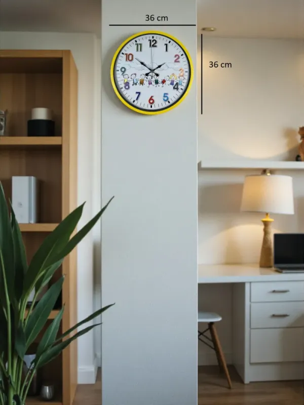 Çocuk Odası Sarı Plastik Duvar Saati 36 cm · Model PP-3693Y