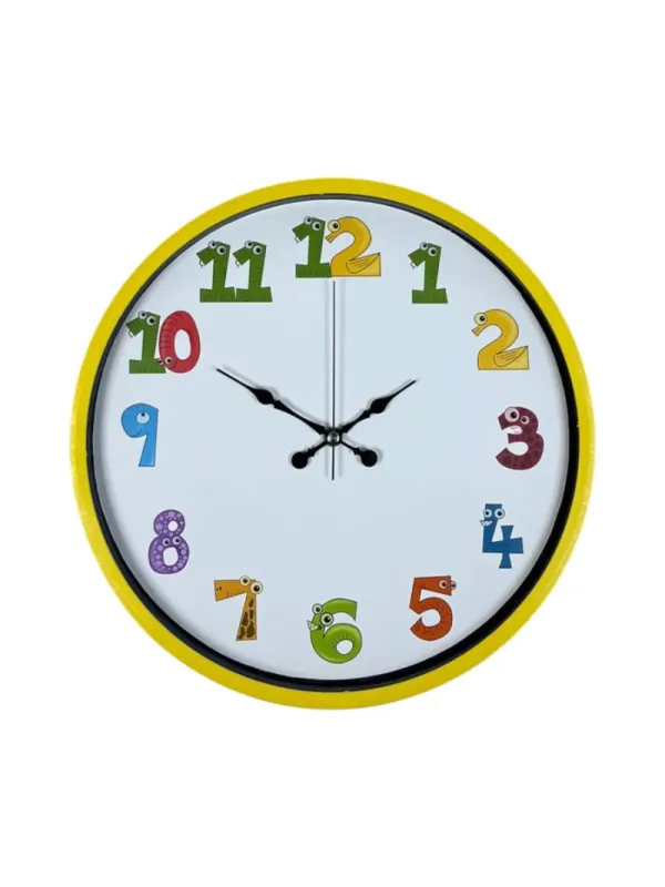 Çocuk Odası Sarı Plastik Duvar Saati 36 cm · Model PP-3694Y