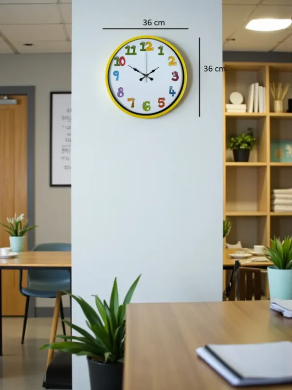 Çocuk Odası Sarı Plastik Duvar Saati 36 cm · Model PP-3694Y