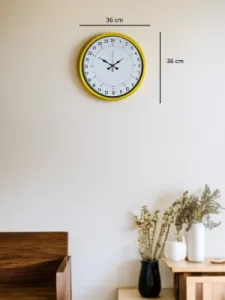 Göstergeli Sarı Plastik Duvar Saati 36 cm · Model PP-3697Y