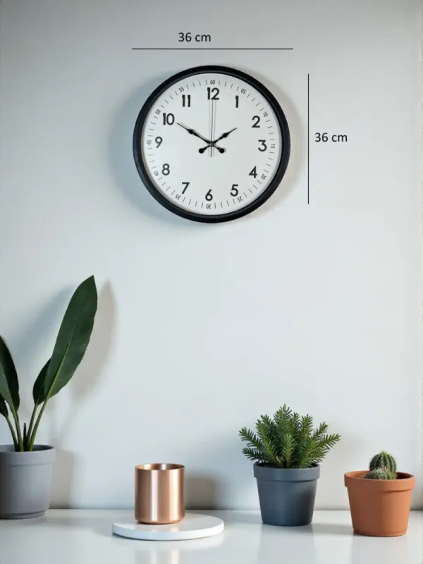 Siyah Plastik Duvar Saati 36 cm · Model PP-3605B