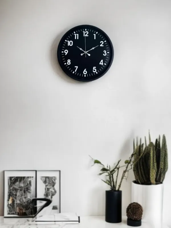 Siyah Plastik Duvar Saati 36 cm · Model PP-3631B