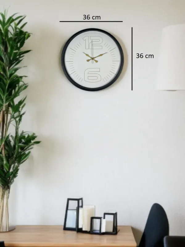 Siyah Plastik Duvar Saati 36 cm · Model PP-3648B