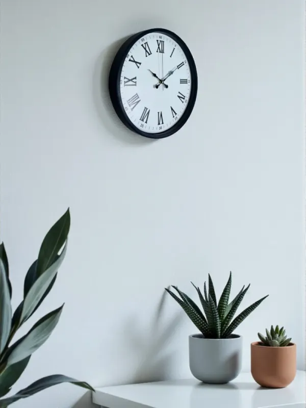 Roma Rakamlı Siyah Plastik Duvar Saati 36 cm · Model PP-3654B