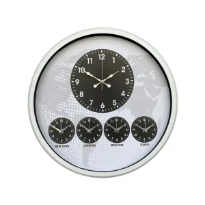 52 Cm Beyaz Metal Dünya Saati