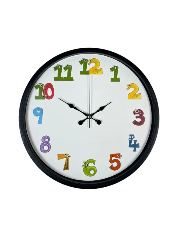 Çocuk Odası Siyah Plastik Duvar Saati 36 cm · Model PP-3694B