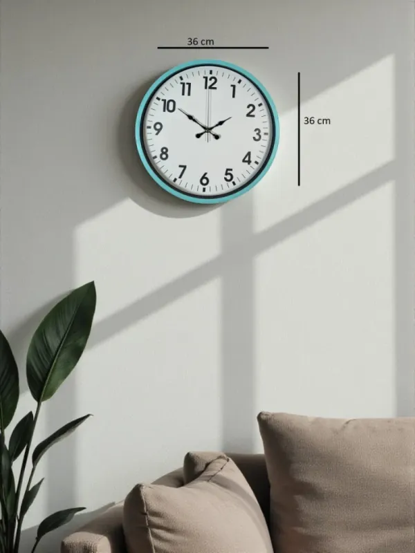 Turkuaz Plastik Duvar Saati 36 cm · Model PP-3601T