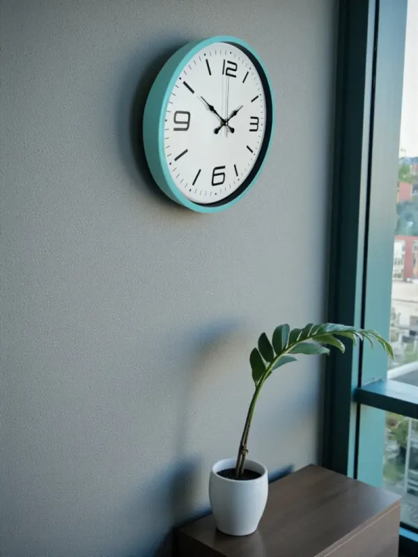 Turkuaz Plastik Duvar Saati 36 cm · Model PP-3608T