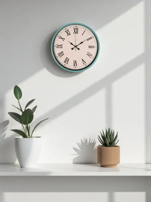Roma Rakamlı Turkuaz Plastik Duvar Saati 36 cm · Model PP-3654T