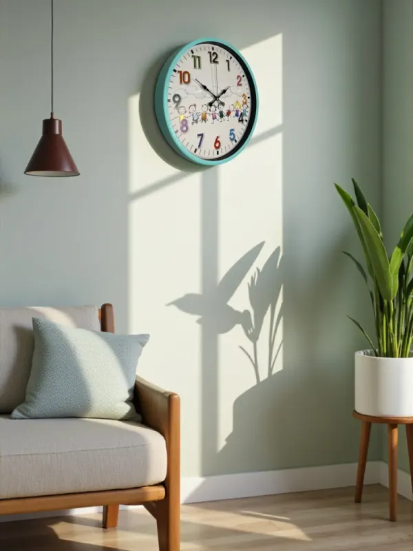 Çocuk Odası Turkuaz Plastik Duvar Saati 36 cm · Model PP-3693T