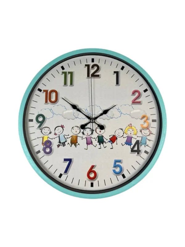 Çocuk Odası Turkuaz Plastik Duvar Saati 36 cm · Model PP-3693T