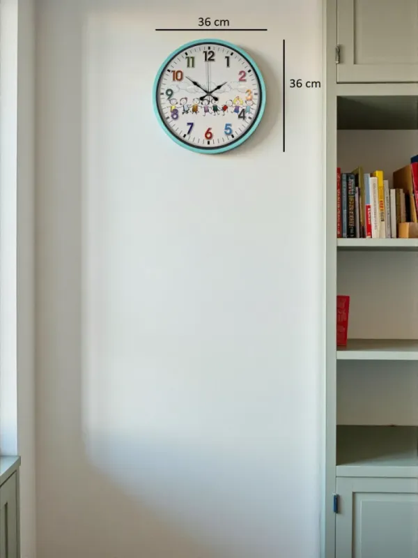 Çocuk Odası Turkuaz Plastik Duvar Saati 36 cm · Model PP-3693T