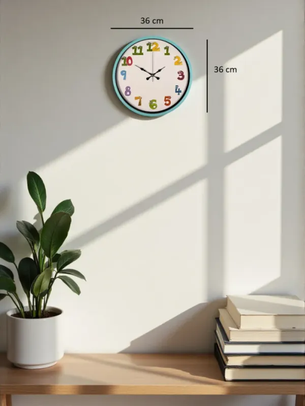 Çocuk Odası Turkuaz Plastik Duvar Saati 36 cm · Model PP-3694T