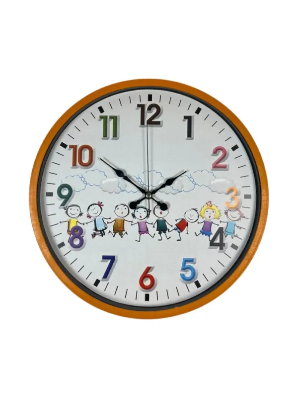 Çocuk Odası Turuncu Plastik Duvar Saati 36 cm · Model PP-3693O