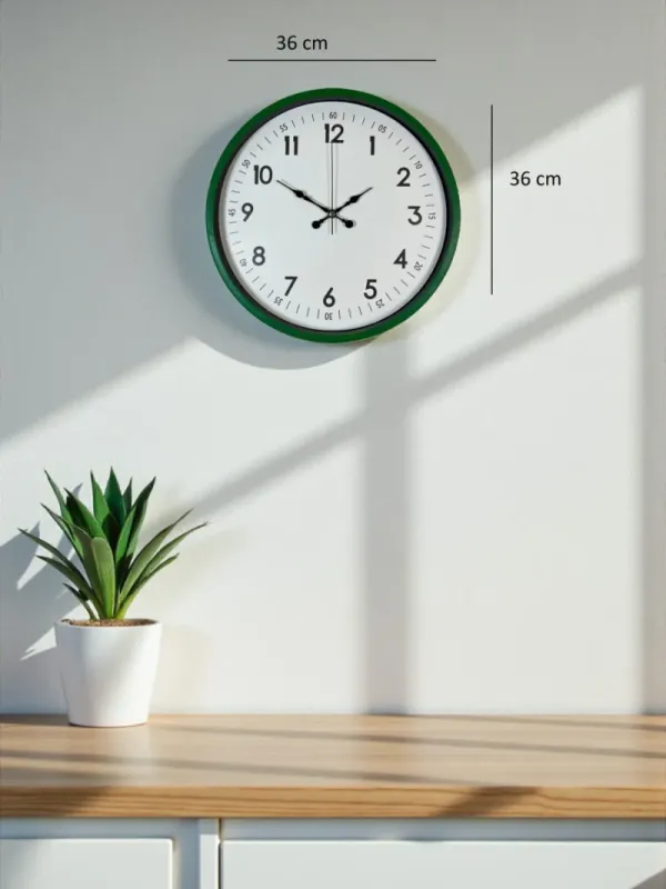 Yeşil Plastik Duvar Saati 36 cm · Model PP-3605L